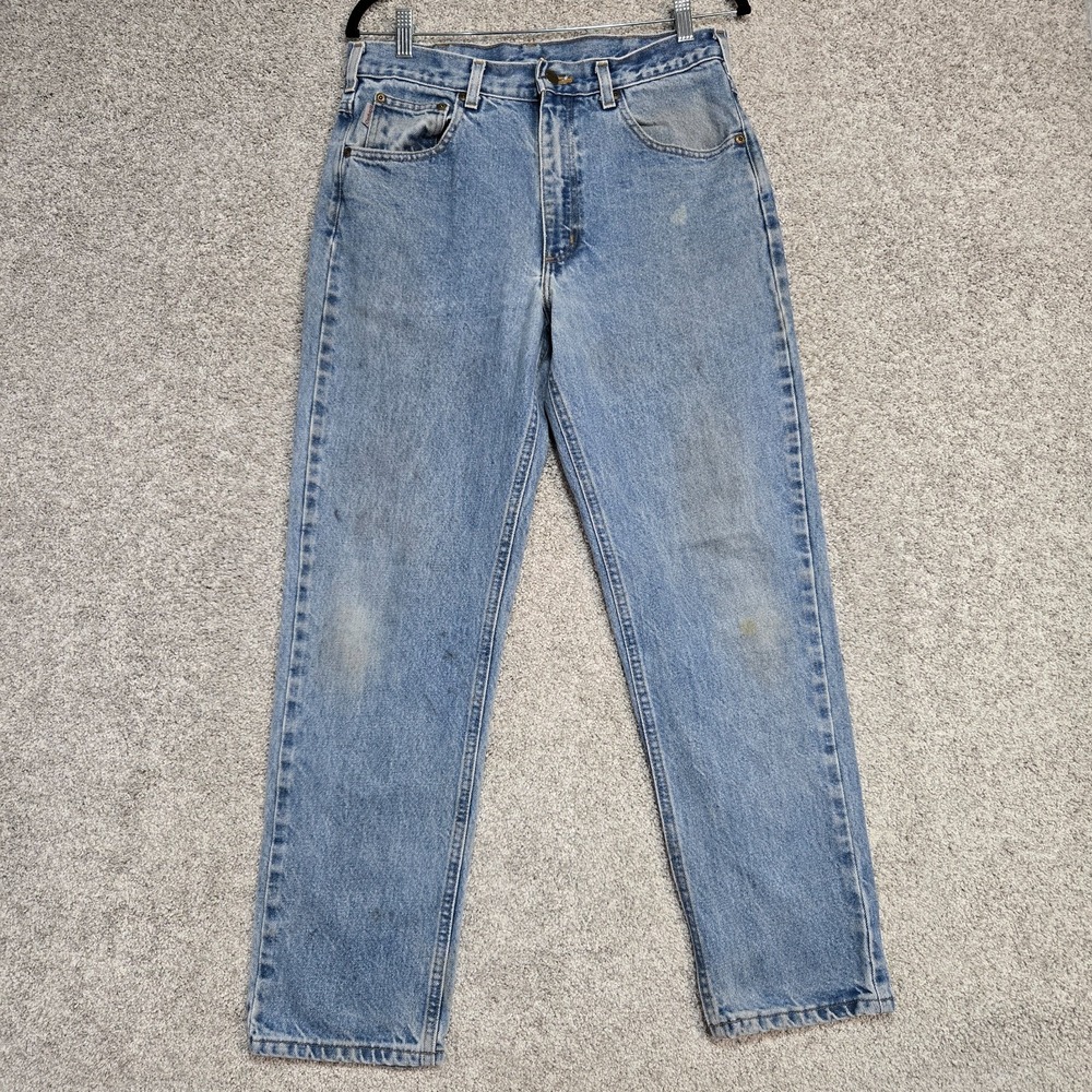 Carhartt B18 STW‎ Traditional Fit Blue Denim Jeans Men 33x30 distressed flaws